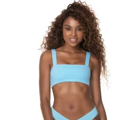 Budget 🔔 Maaji 👙 Bikini Tops Cloud Blue Danzel Lace Up Bralette 👙 Bikini Top Women's ✨