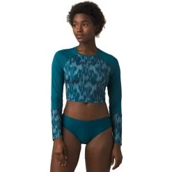 Best Pirce 💯 prAna Women's Rashguards Edge Wave Cropped Sun Top Women's 👏
