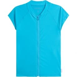 Brand new ❤️ Seafolly Girls' Rashguards ☀️ Summer Essentials Short Sleeve Zip Front Rashie Girls' 😀